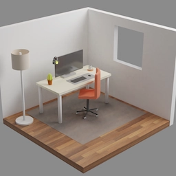Thumbnail Isometric render of my home office using Blender